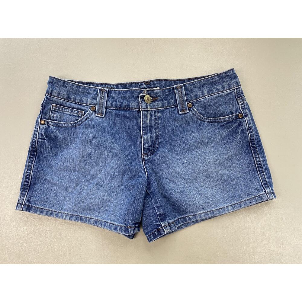 Vintage Y2K Tommy Hilfiger Low Rise Jean Shorts Women 6 Blue Flap Pockets 32x3.5 - Picture 2 of 13